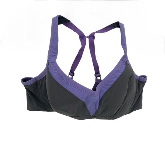 Torrid Womans Active Sports Bra Plus Size 46C gray  Purple Racerback Underwire - Picture 1 of 7